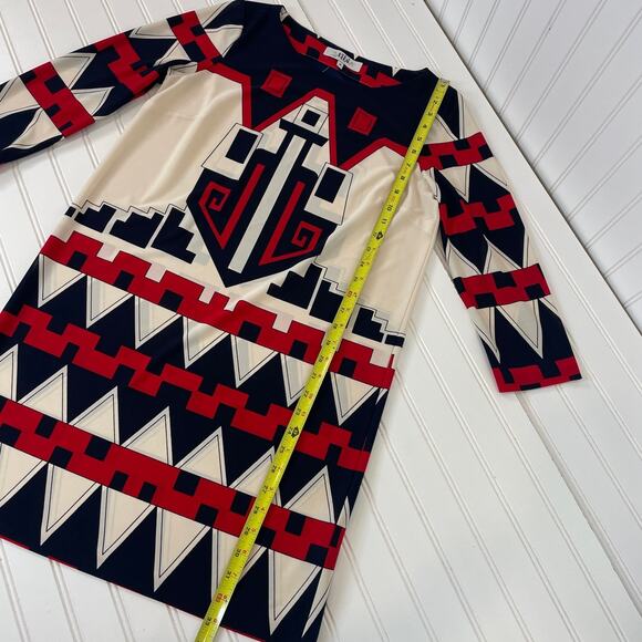 Tibi Multicolor Aztec Long Sleeve Mini Shift Dress Size M - Picture 4 of 7